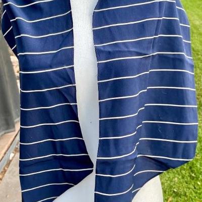 Ralph Lauren Polo Blue Label Blue Stripped 100 Percent Silk Scarf - 10"  X 60" 
