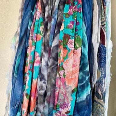Vintage Boho Light Weight Tie Die And Multi Colored Scarves 