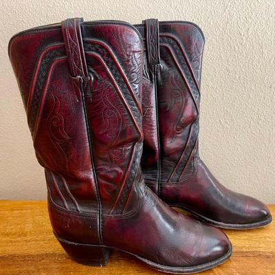 Pair Of Lucchese Ladies Leather Boots Size 8.5C