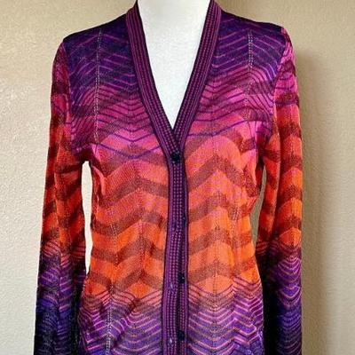 Vintage Missoni Italy Zig Zag Pattern Ladies Cardigan Sweater Size Medium