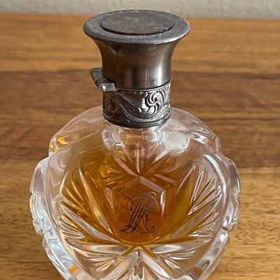 Vintage Safari Perfume Ralph Lauren 1oz 1989 Crystal Bottle Silver Plate Top