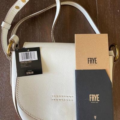Authentic Frye Leather Off White Harness Small Saddle Bag Purse With Tags 