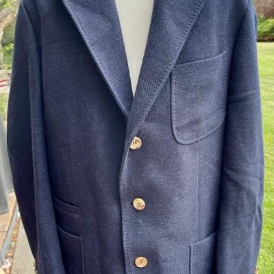 Fine Brunello Cucinelli Virgin Wool Blazer Navy Blue Size 52 Made In Italy 