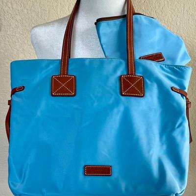 Dooney & Bourke Vintage Blue Nylon Bag With Leather Straps - Coin Bag & Certificate Of Authenticity 