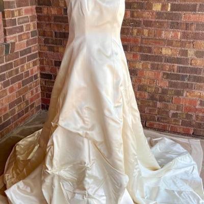 Jenny Lee Couture Cream Satin Custom Made Wedding Dress Size 8