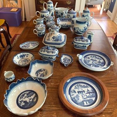 Large lot of Mottahedeh Blue Danube serving pieces 