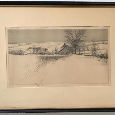 Harold Kerr Eby, Known as a Cos Cob Ct. artist, he produced “ Winter Wheat” in 1933