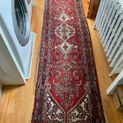 Oriental hand woven runner, 27” x 9’6”