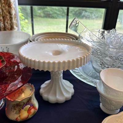 Manhattan Milk Glass Cake Stand By U.S. Glass Tiffin 1902 