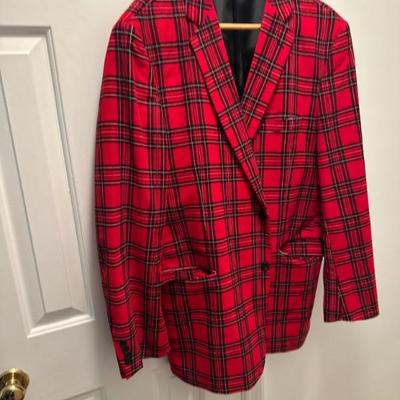 Vintage Red Tartan Suit Jacket 