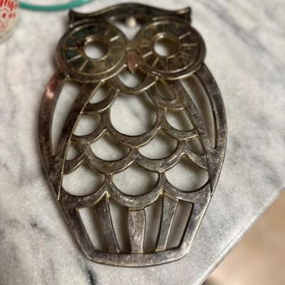 Silver plate owl Trivet