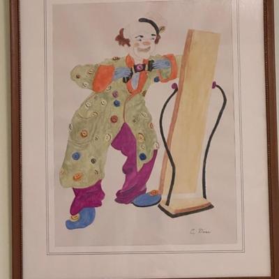 Watercolor Clown By C. Doar local artist 