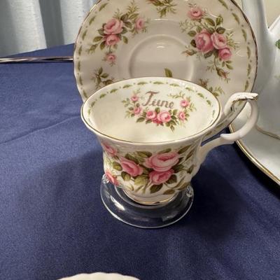 Vintage 1970 Royal Albert Bone China Roses June Flower of the Month Tea Cup and Saucer 