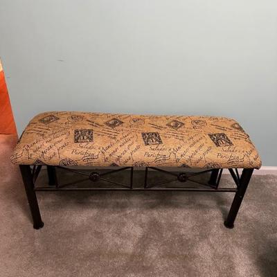 Burlap covered Upholstered Bench 