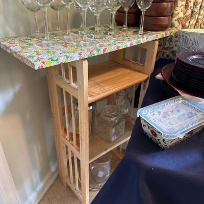Wine glasses, shelves