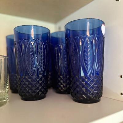 Arcoroc Toyal Sapphire Cobalt Blue Ice Tea Glasses Set of 5 