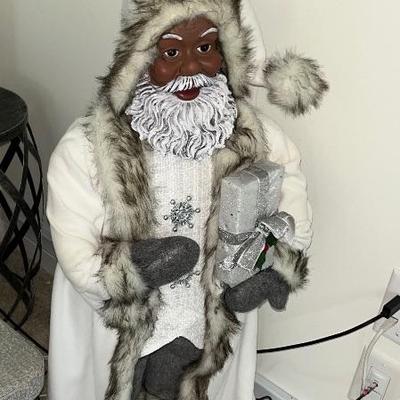 Black Santa in White and Silver Robe