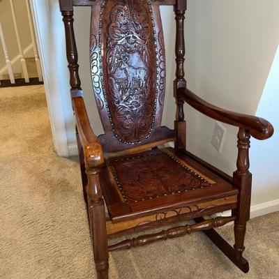 Solid Carved Wood Rocker 