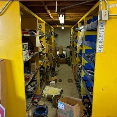 #2000 • 12 Shelving Units of Pipe Fitting Plumbing Equipment & More
