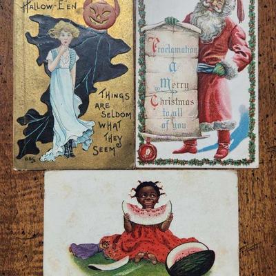 Postcards postmarked 1908 - 1913 
Halloween, Christmas, Black Americana