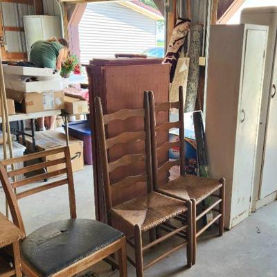 Garage goodies.
Old chairs.