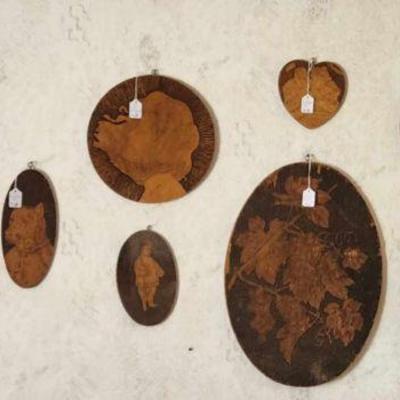 Early pyrography plaques
