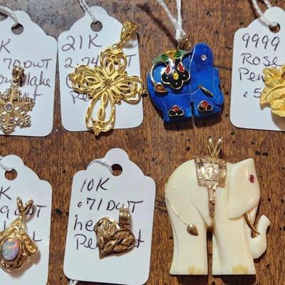 A small example of the gold jewelry that will be available. Marked 10k, 14k, 18k, 99999, 21k etc. 