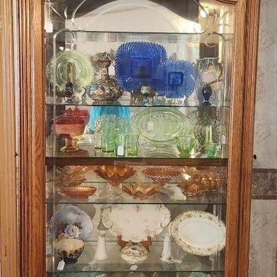 Depresseion glass, uranium glass, antique china, Fenton, etc.