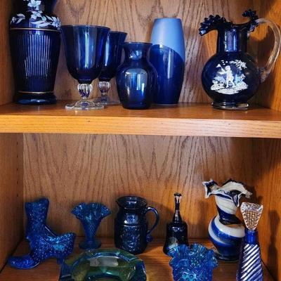 Fenton and other cobalt blue glass.