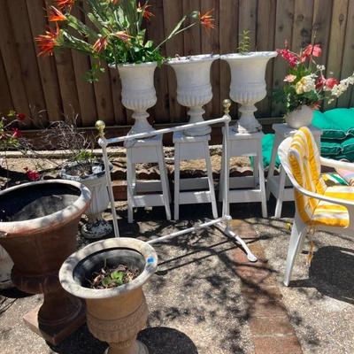 PLANTER URNS
WHITE WOODEN STOOLS