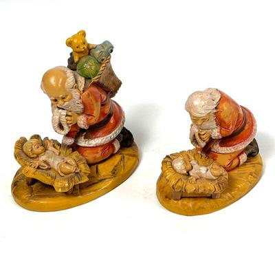 Vintage Santa Claus with Baby Jesus Figurines