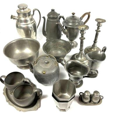 Vintage Pewter Collection - Teapots, Candlesticks, Creamer, Sugar Bowl & More
