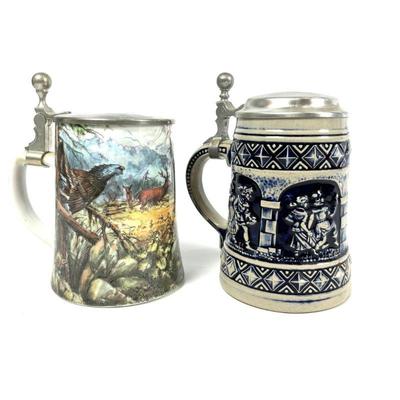 German Beer Steins - Wildlife and Medieval Scenes