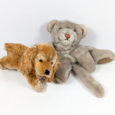 Vintage Steiff Cocker Spaniel Dog Stuffed Animal & "Jolly Puma" Hand Puppet