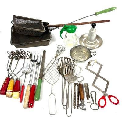 Vintage Kitchen Utensils and Gadgets Lot - Mixers, Mashers, Bottle Openers & More