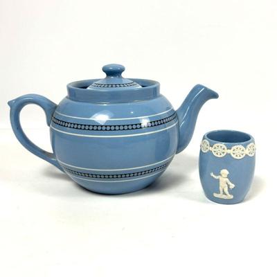 Vintage Blue Dudson Hanley Teapot & Small Cup