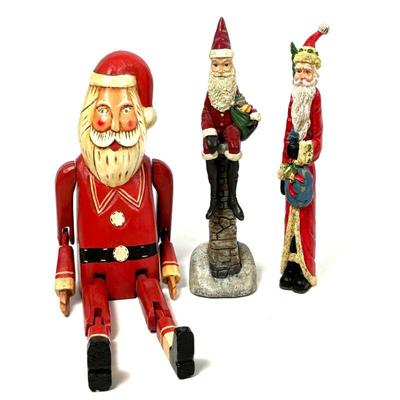 Three Santa Claus Collectible Figurines, Including Jim Shore Chimney Santa