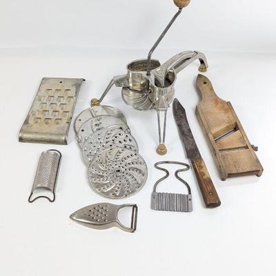 Vintage Kitchen Utensils Lot - Salad Maker, Graters, Knife & Slicer