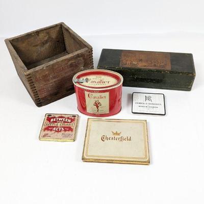 Vintage Tobacco Products Crate, Box & Tins