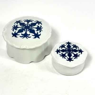 Hawaiian Quilts Pineapple Porcelain Boxes by Barbara Suzui Set of 2