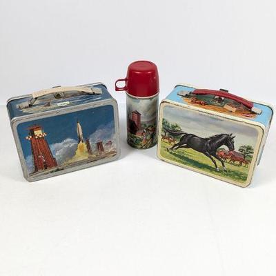 Vintage Metal Lunchboxes - John Glenn Orbit Space Capsule & Lassie/Black Beauty
