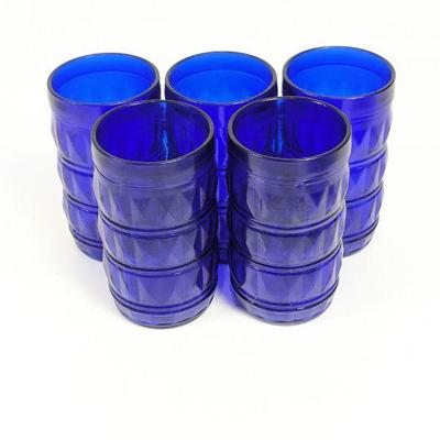 Set of 5 Francesinho Brazil Diamond Pattern 300 ml. Cobalt Blue Tumblers