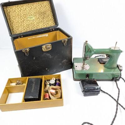 Vintage General Electric Portable Sewing Machine with Case & Accessories