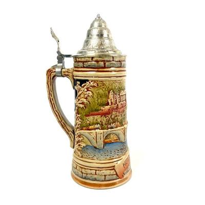 Vintage German Beer Stein - Heidelberg, Goebel, Merkelbach Manufaktur with Pewter Lid