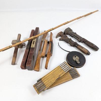 Vintage Hand Tools Collection - Rulers, Wrenches, Planes & Measuring Tape