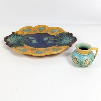 Vintage Majolica Platter & Pitcher