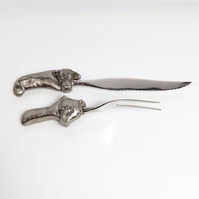 Fleetwood Designer Bear & Steer Handle Carving Knife and Fork Set