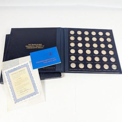 The Franklin Mint Presidential Treasury of Commemorative Medals with COA & Presidential Profiles Booklet