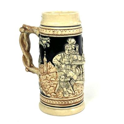 Vintage German Beer Stein with Bavarian Scene