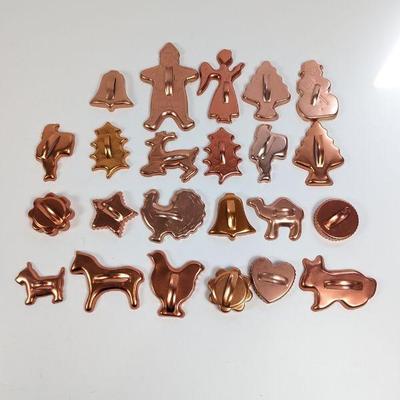 Copper Tone Cookie Cutter Set - Christmas, Animals, Holiday Shapes & More